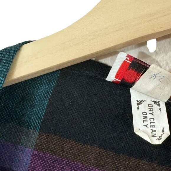 Vintage Union Made Catch Me Wool Plaid Sweater Shawl Wrap USA Made Womens - Picture 6 of 15